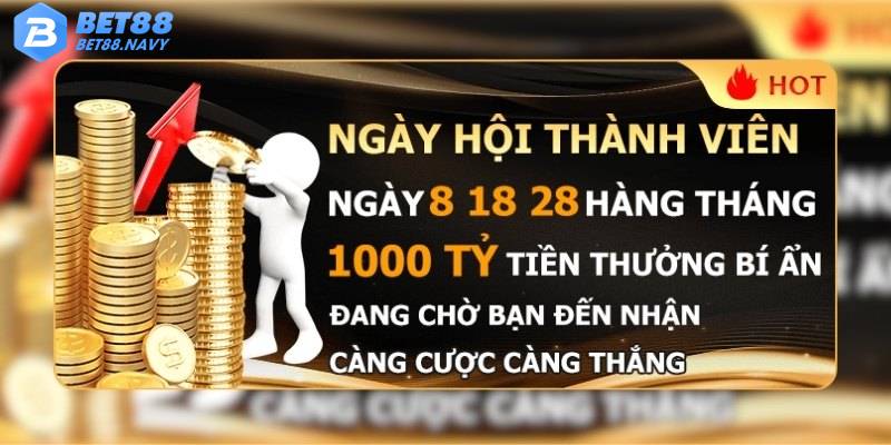 Ngày Hội Viên 8-18-28 Hàng Tháng Tại BET88 Tặng Thưởng Lớn